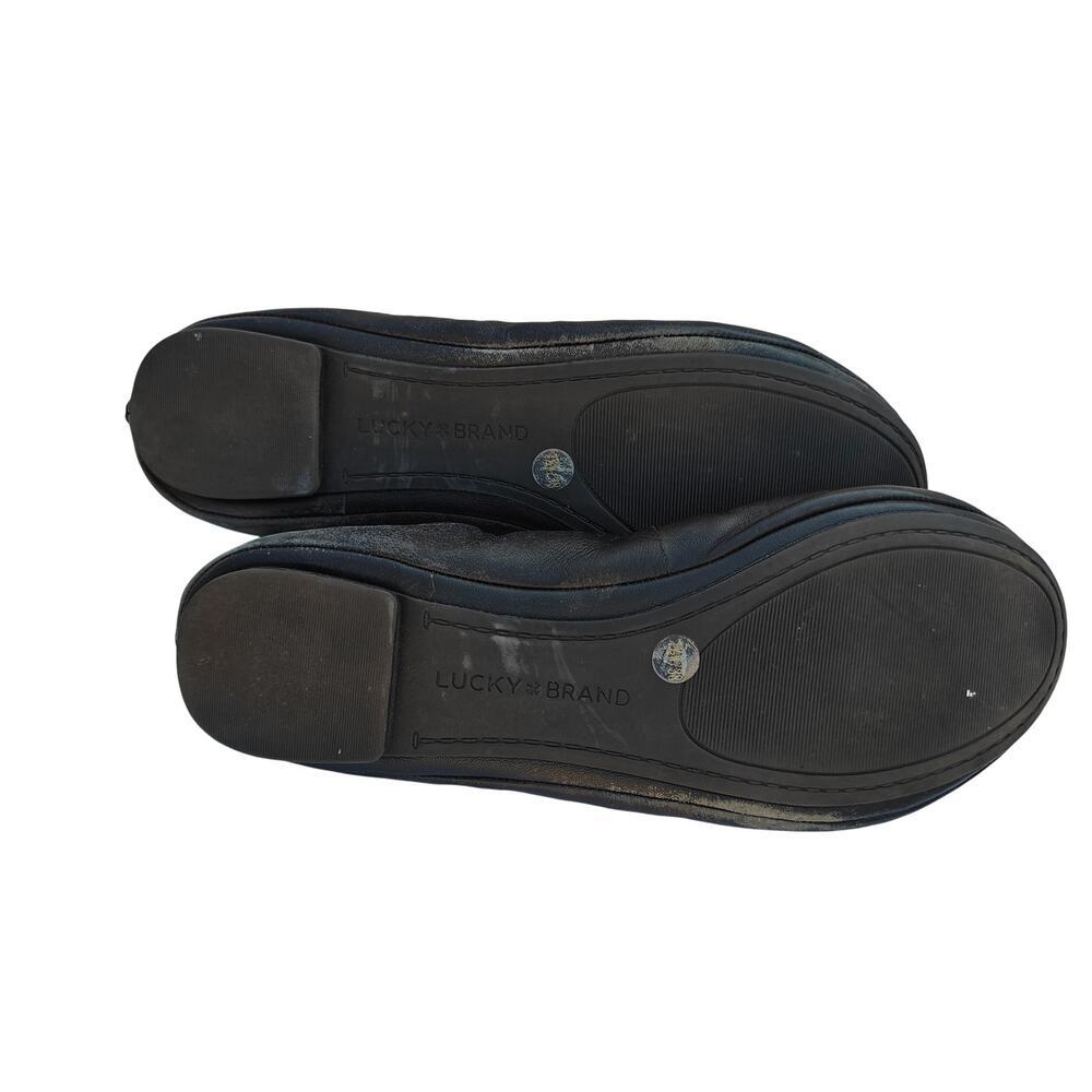 Lucky Brand Emmie Black Leather Ballet Flats Slip On - Picture 5 of 5